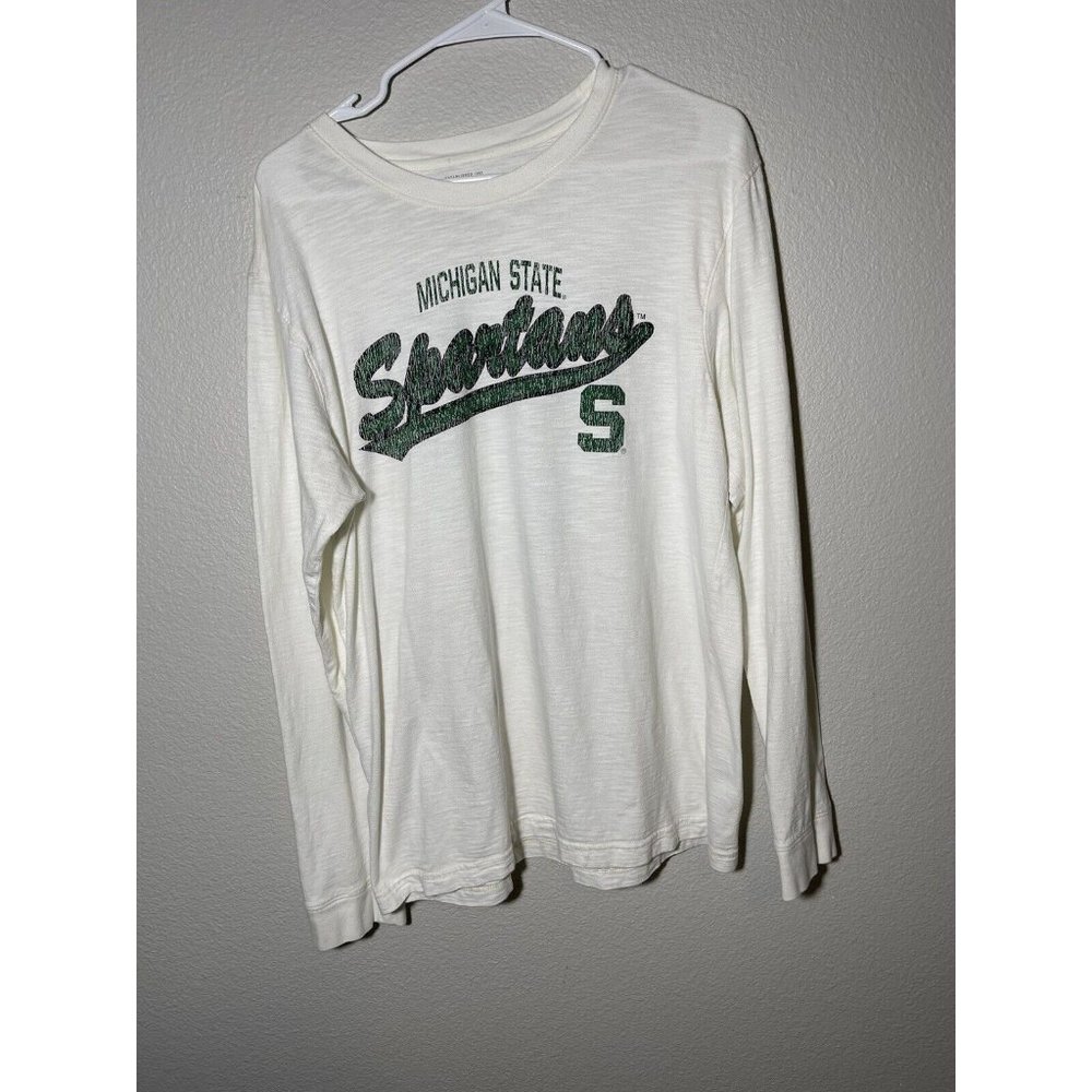 Colosseum Athletics Michigan State Spartans Longsleeve Beige Shirt Size Large